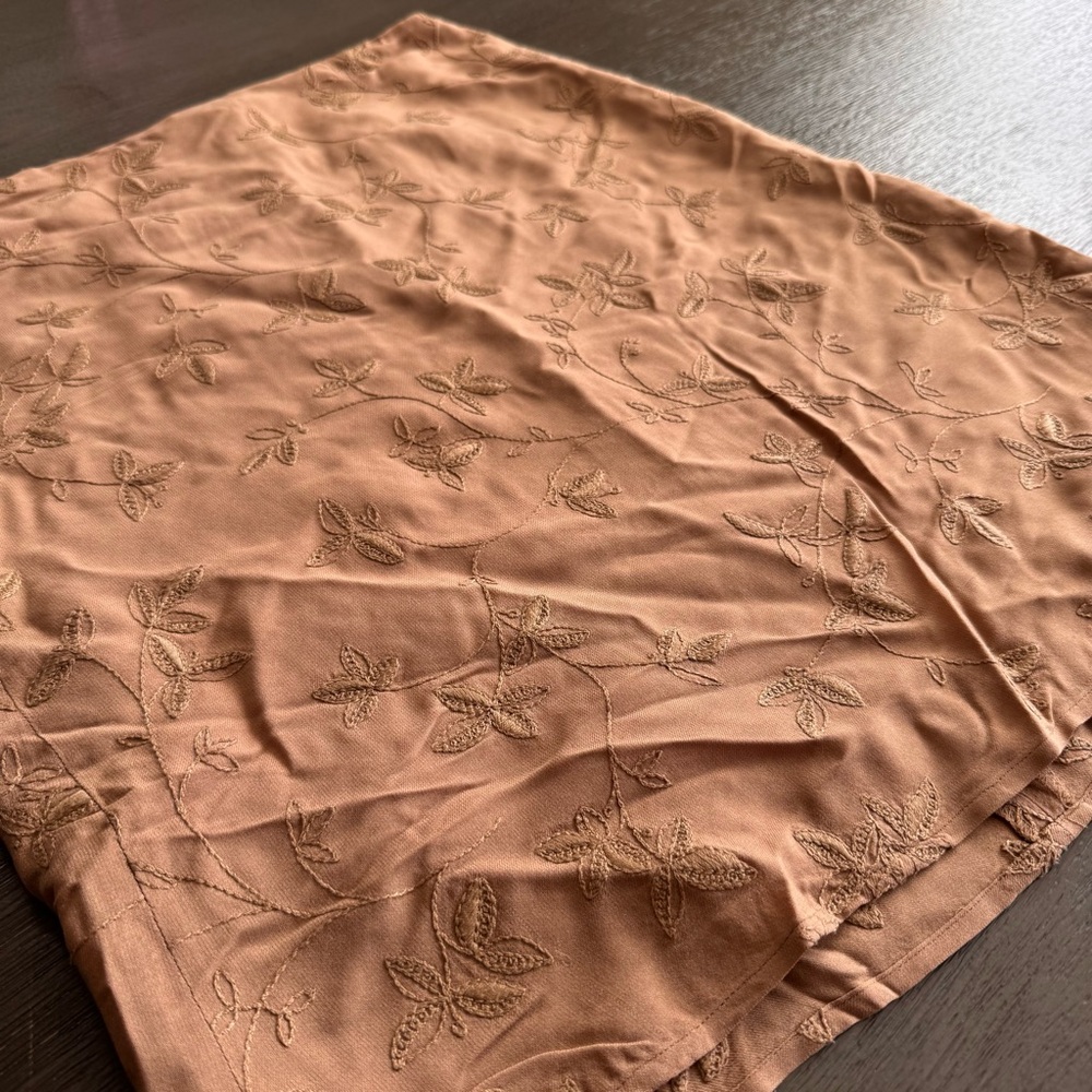 Wool & Silk Tan Brown Embroidered Floral Skirt Ann Taylor 6